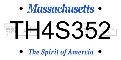 TH4S352 Massachusetts License Plate