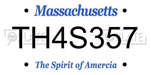 TH4S357 Massachusetts License Plate