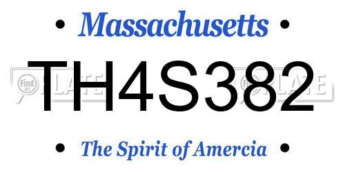TH4S382 Massachusetts License Plate