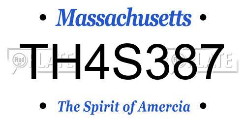 TH4S387 Massachusetts License Plate