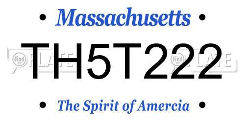 TH5T222 Massachusetts License Plate