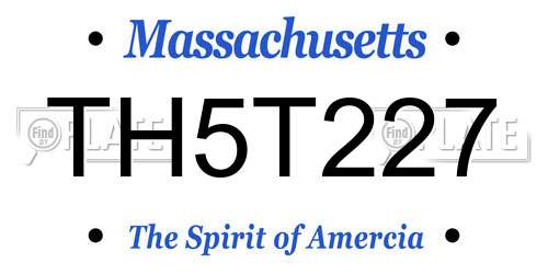 TH5T227 Massachusetts License Plate