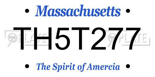 TH5T277 Massachusetts License Plate