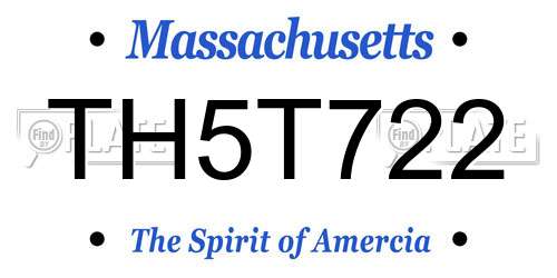 TH5T722 Massachusetts License Plate