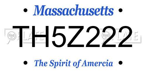 TH5Z222 Massachusetts License Plate