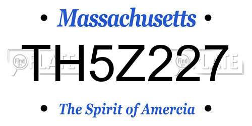 TH5Z227 Massachusetts License Plate