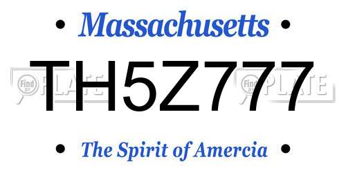 TH5Z777 Massachusetts License Plate