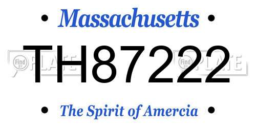 TH87222 Massachusetts License Plate