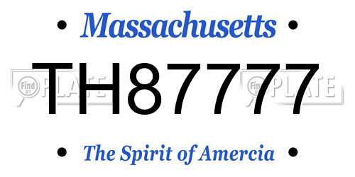 TH87777 Massachusetts License Plate
