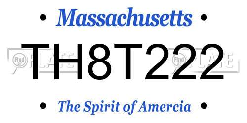 TH8T222 Massachusetts License Plate
