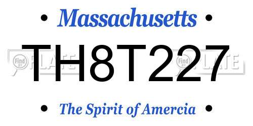 TH8T227 Massachusetts License Plate