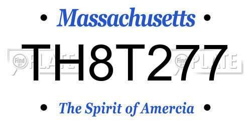 TH8T277 Massachusetts License Plate
