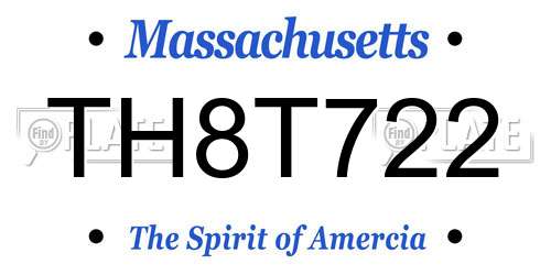 TH8T722 Massachusetts License Plate