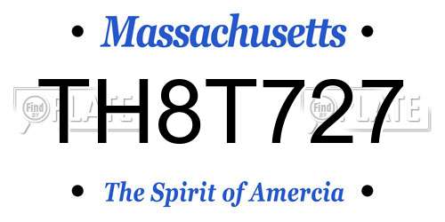 TH8T727 Massachusetts License Plate