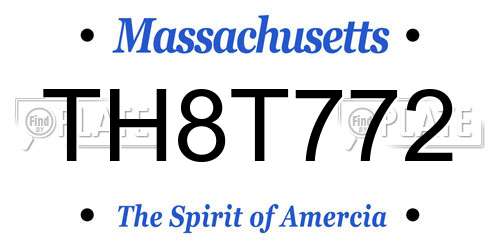 TH8T772 Massachusetts License Plate
