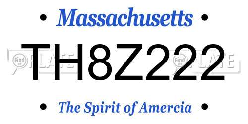 TH8Z222 Massachusetts License Plate