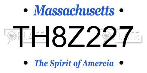 TH8Z227 Massachusetts License Plate