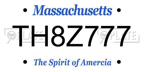 TH8Z777 Massachusetts License Plate
