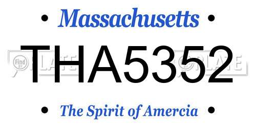 THA5352 Massachusetts License Plate