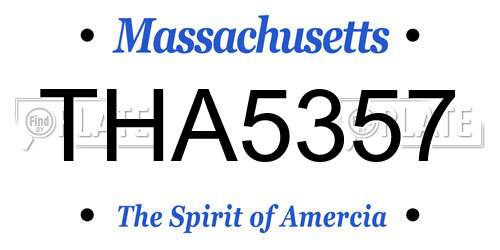 THA5357 Massachusetts License Plate