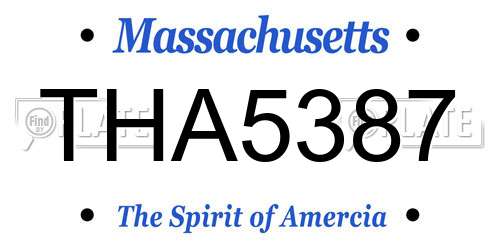 THA5387 Massachusetts License Plate
