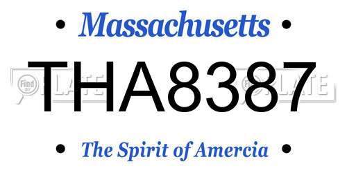 THA8387 Massachusetts License Plate