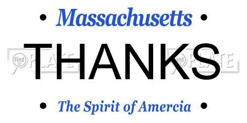 THANKS Massachusetts License Plate
