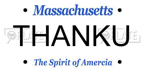 THANKU Massachusetts License Plate