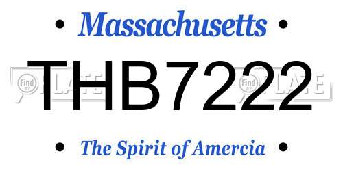THB7222 Massachusetts License Plate