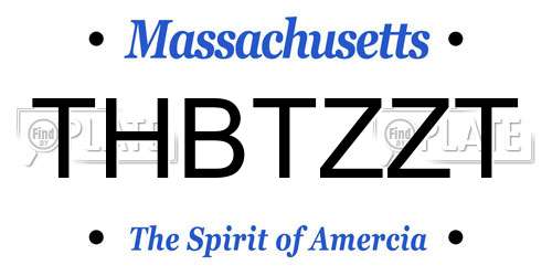 THBTZZT Massachusetts License Plate