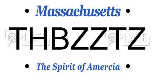 THBZZTZ Massachusetts License Plate