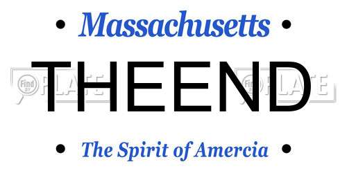 THEEND Massachusetts License Plate