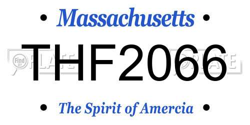 THF2066 Massachusetts License Plate