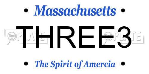 THREE3 Massachusetts License Plate