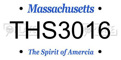 THS3016 Massachusetts License Plate