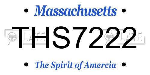 THS7222 Massachusetts License Plate