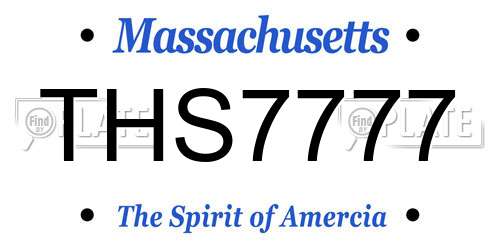THS7777 Massachusetts License Plate