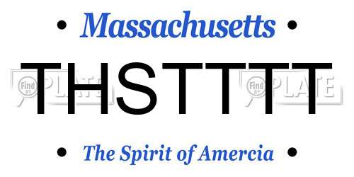 THSTTTT Massachusetts License Plate