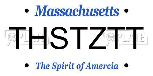 THSTZTT Massachusetts License Plate