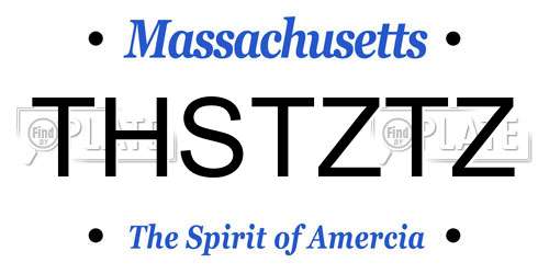 THSTZTZ Massachusetts License Plate