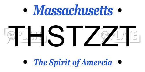 THSTZZT Massachusetts License Plate