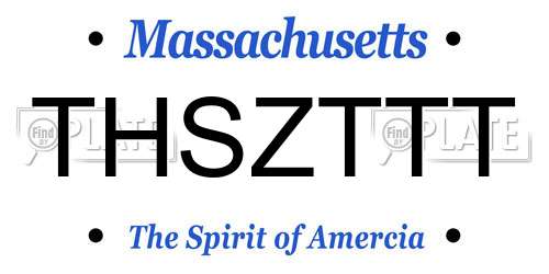 THSZTTT Massachusetts License Plate