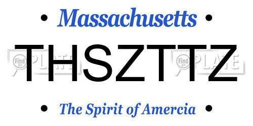 THSZTTZ Massachusetts License Plate