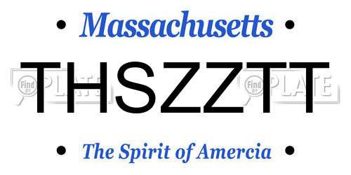 THSZZTT Massachusetts License Plate