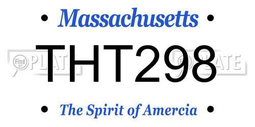 THT298 Massachusetts License Plate