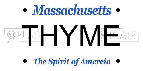 THYME Massachusetts License Plate