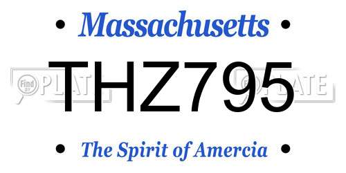 THZ795 Massachusetts License Plate