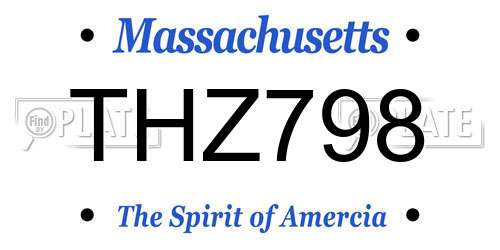 THZ798 Massachusetts License Plate