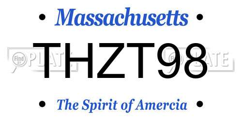 THZT98 Massachusetts License Plate