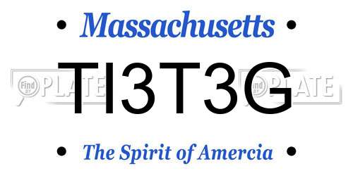 TI3T3G Massachusetts License Plate
